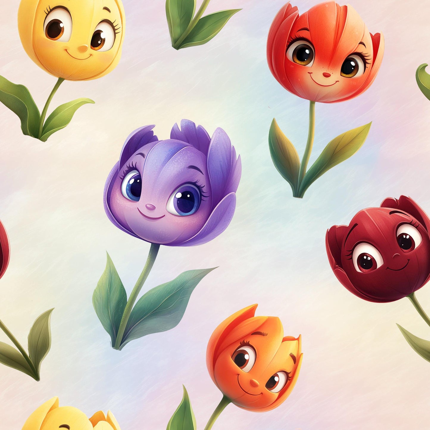 Eigenproduktion Stoff Tulpen - Blumen