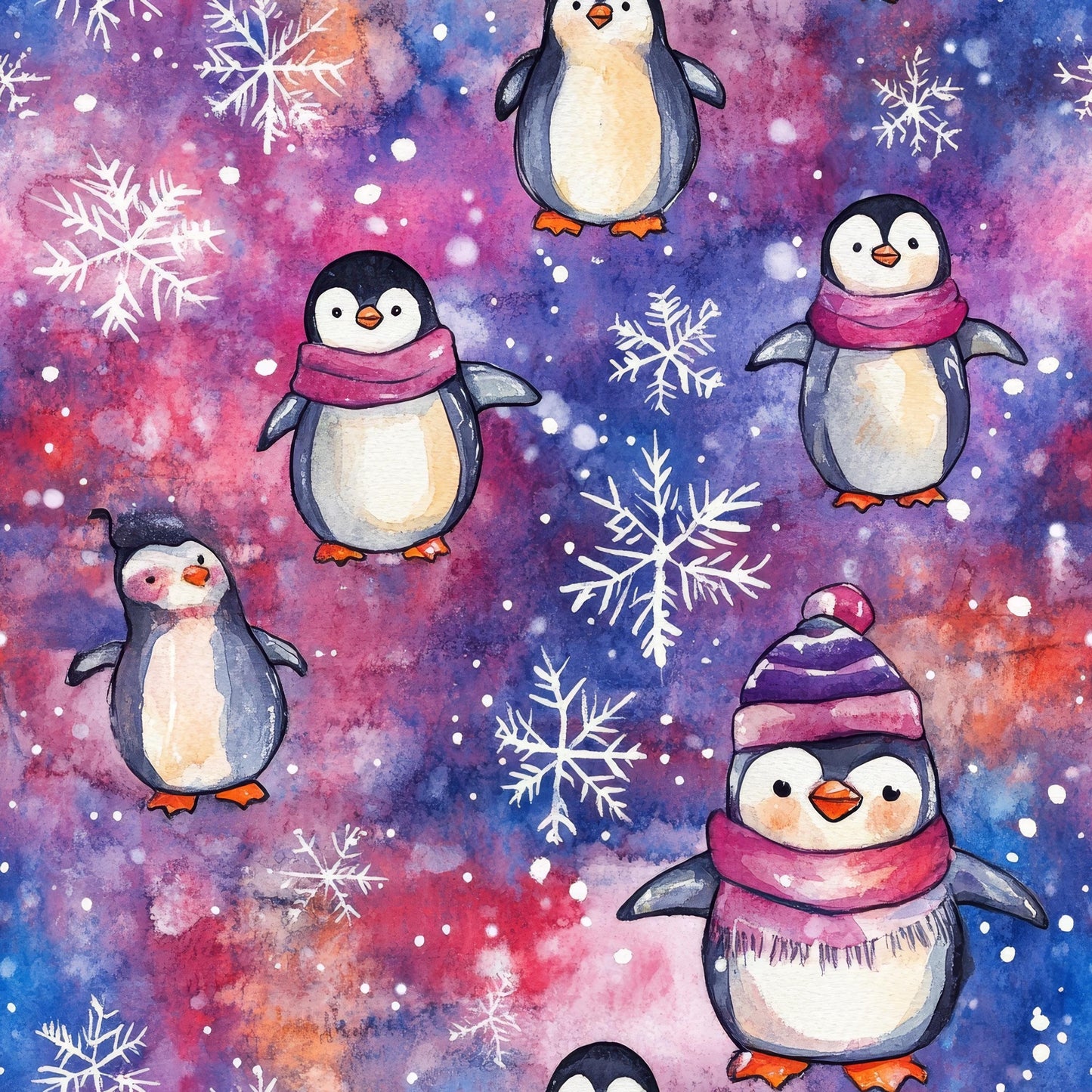 Eigenproduktion Stoff Winter - Weihnachten - Pinguin