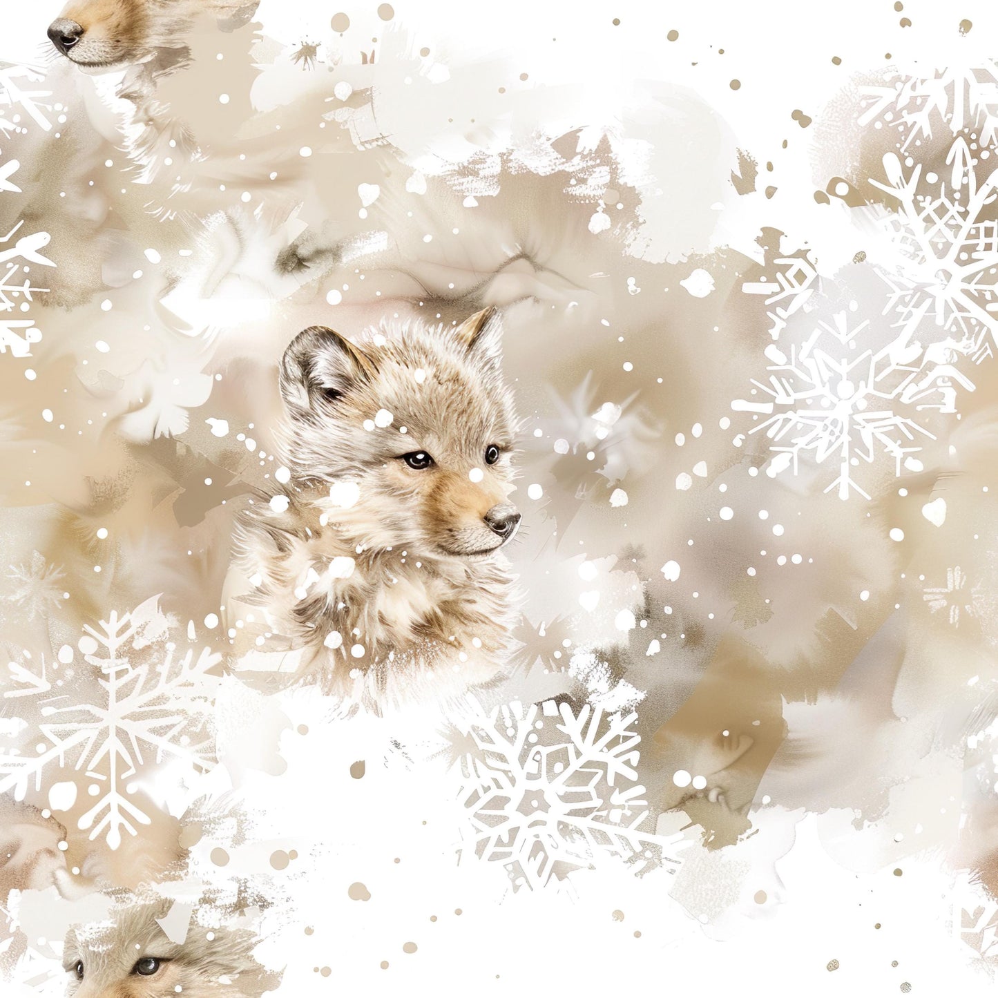 Eigenproduktion Stoff Schneewolf