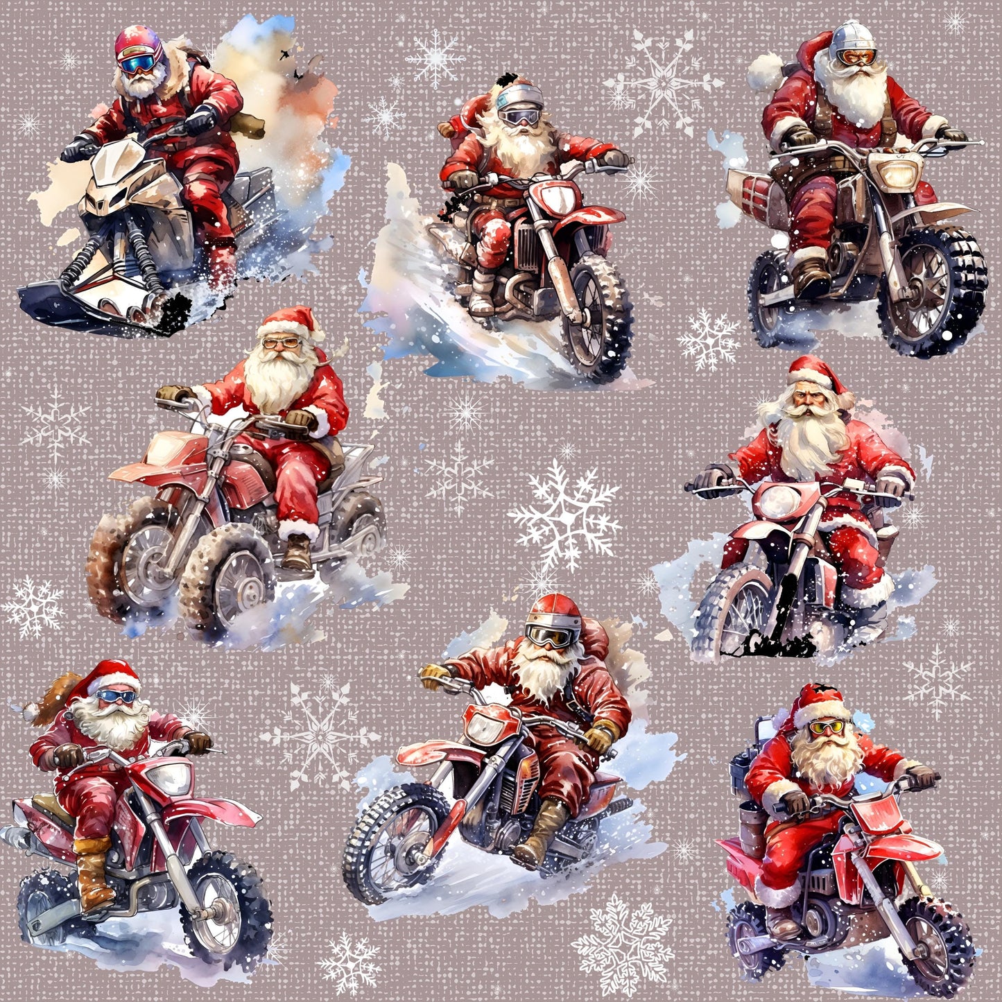 Eigenproduktion Stoff Santa Motorrad - Weihnachten