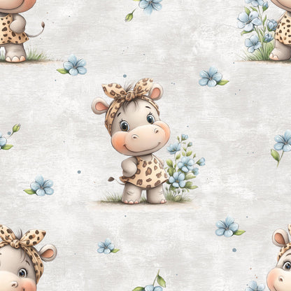 Eigenproduktion Stoff Nilpferd - Hippo