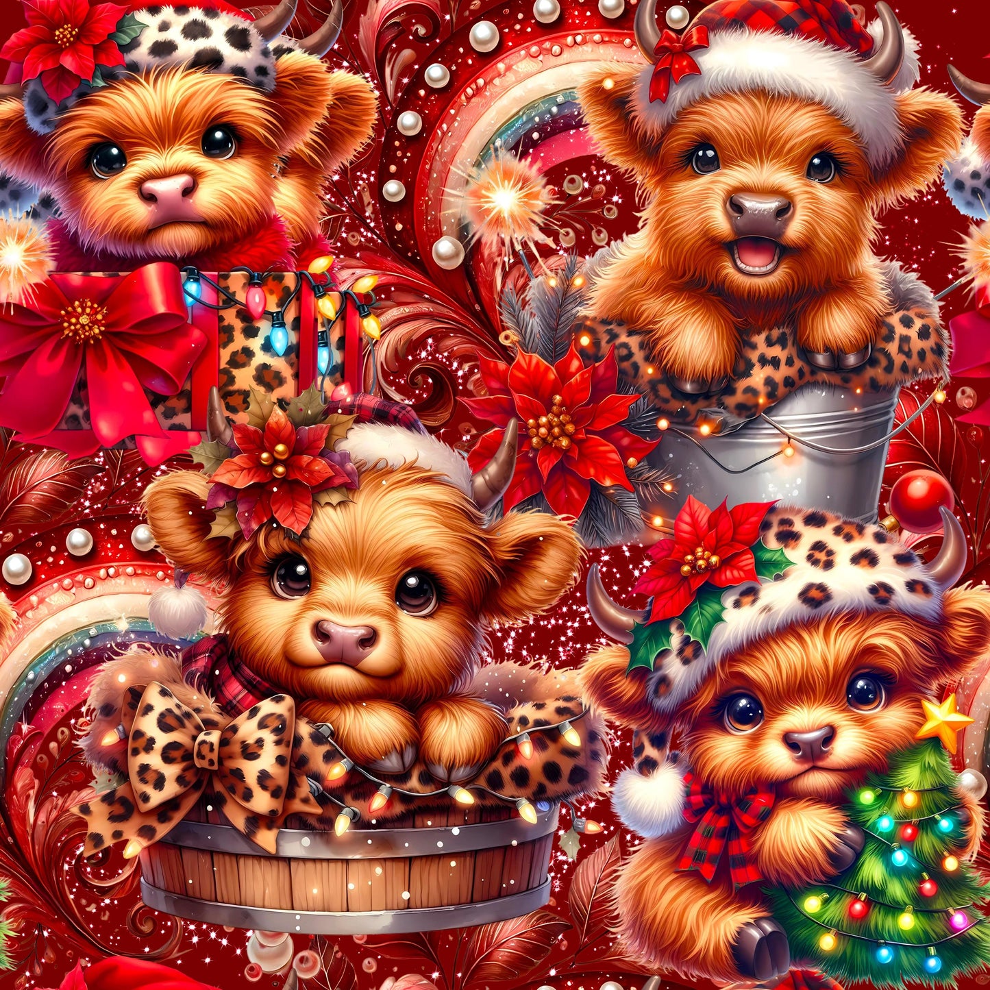 Eigenproduktion Stoff Kuh Weihnachten