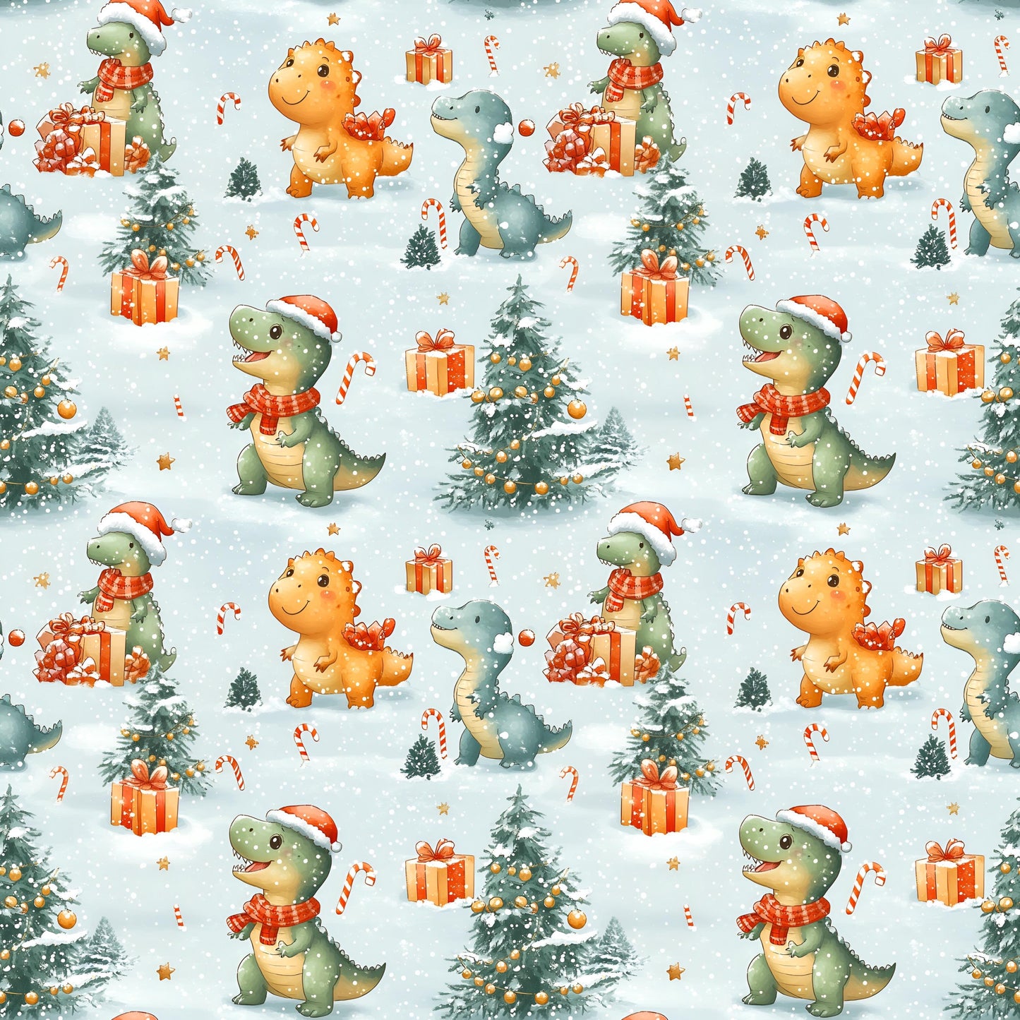 Eigenproduktion Stoff Dino - Weihnachten
