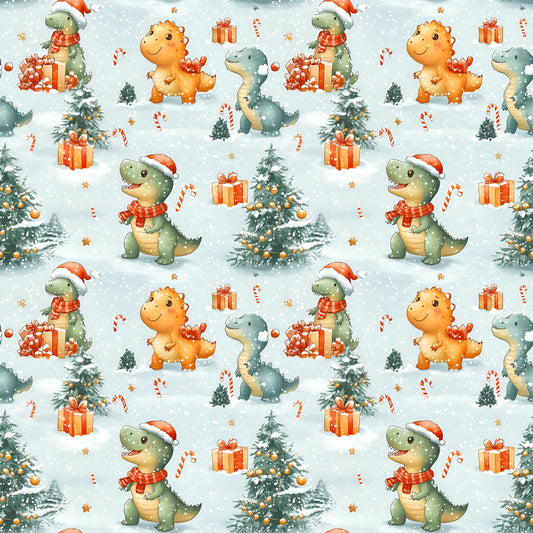 Eigenproduktion Stoff Dino - Weihnachten