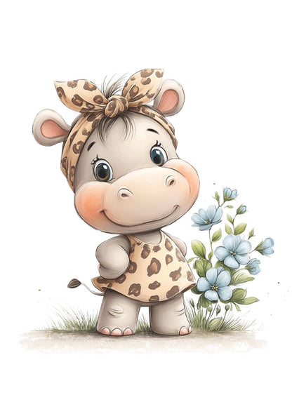 Eigenproduktion Stoff Nilpferd - Hippo