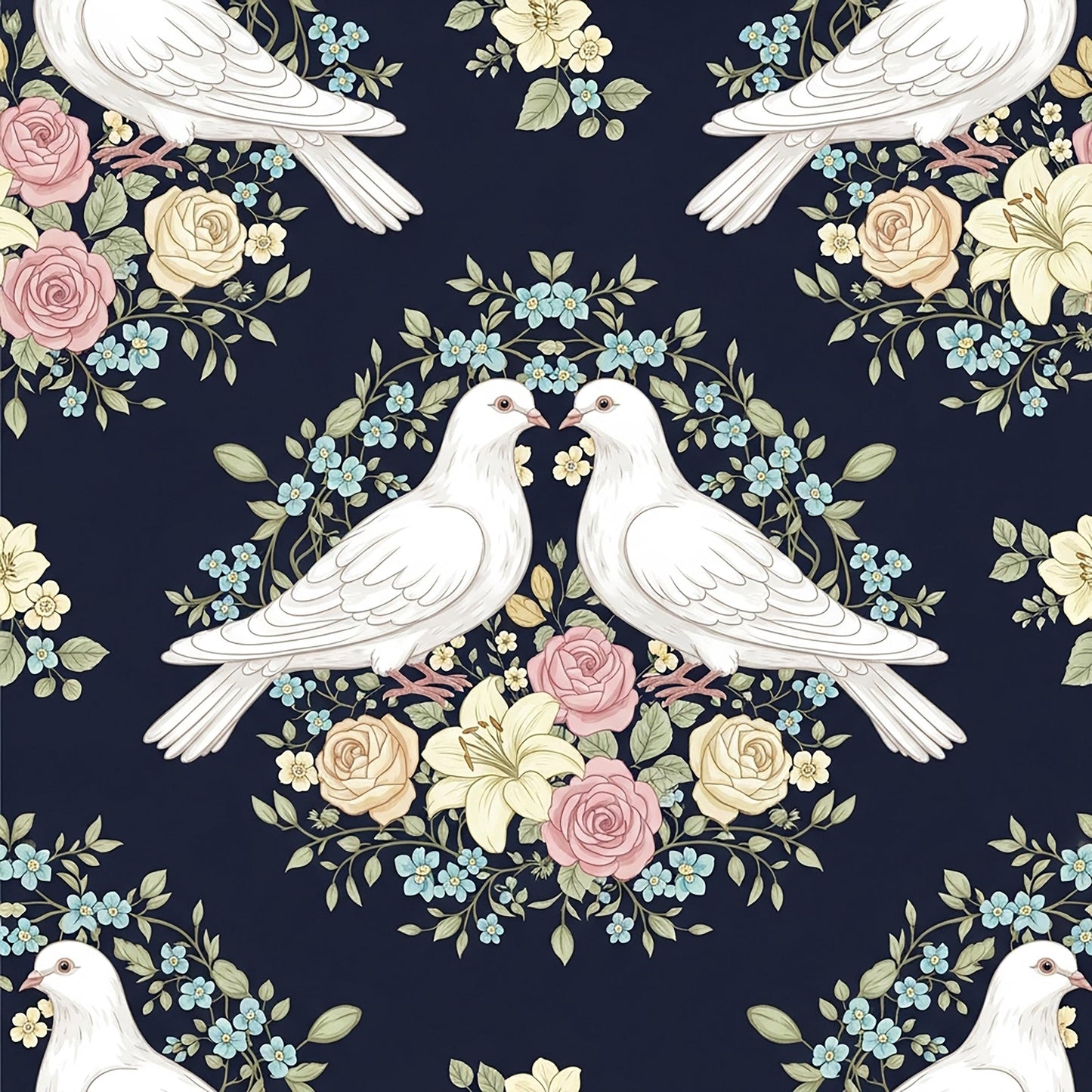 Eigenproduktion Stoff Tauben