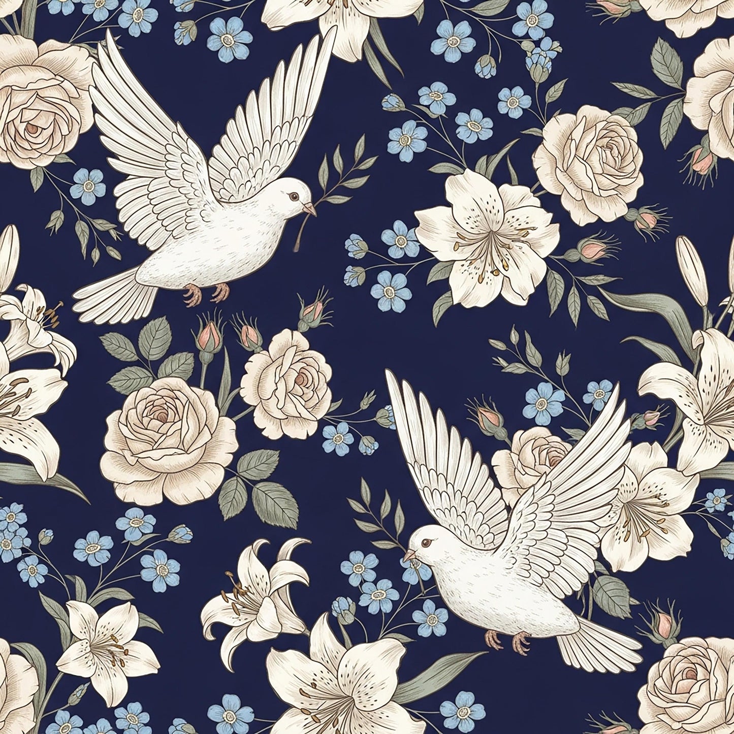 Eigenproduktion Stoff Tauben