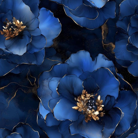 Eigenproduktion Stoff Flower - Blumen - Blau