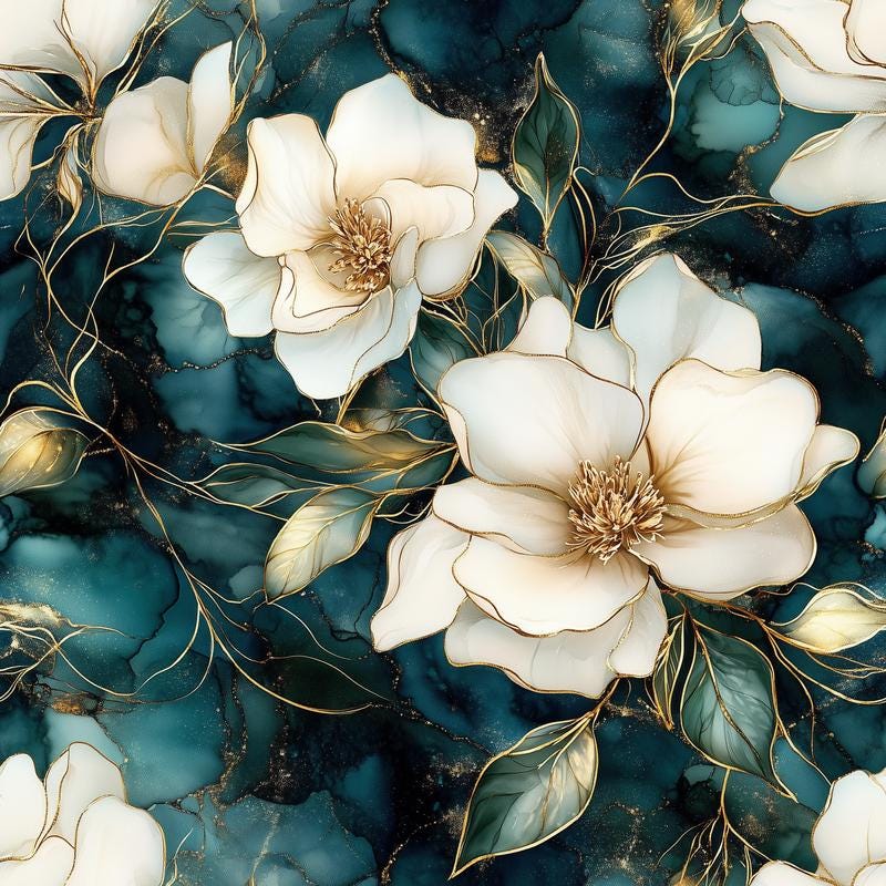 Eigenproduktion Stoff Flower - Blumen - weiß