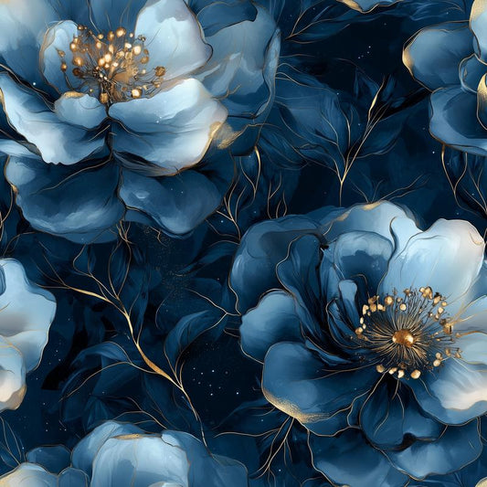 Eigenproduktion Stoff Flower - Blumen - Blau